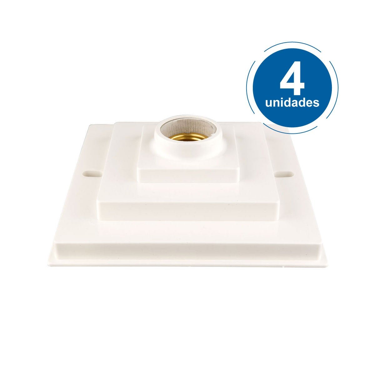 Plafonier Plafon Pvc Quadrado Branco Soquete Porcelana 4 Un - 3