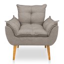 Ver imagem 4 de Kit 2 Poltronas Decorativa e Puff Opala Luxo Linho Cappuccino Dal Poz Estofados