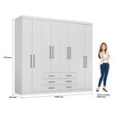 Ver imagem 2 de Guarda Roupa Casal 8 Portas 6 Gavetas Master Branco Brilho - Santos Andirá
