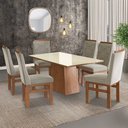 Ver imagem 1 de Conjunto Mesa 160x82cm e 6 Cadeiras Madeira Maciça Cinza/Canela/Joli Creme