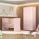 Ver imagem 1 de Quarto Infantil Lua Encantada Berço, Guarda Roupa Rosa