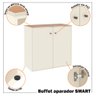 Conjunto de Escritório Smart 7 Livreiro 2 Buffet e 8 Mesas 90cm - Off White e Cedro - 4