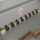 Ver imagem 1 de Conjunto de Escritório Smart 7 Livreiro 2 Buffet e 8 Mesas 90cm - Off White e Cedro