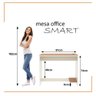 Conjunto de Escritório Smart 7 Livreiro 2 Buffet e 8 Mesas 90cm - Off White e Cedro - 2