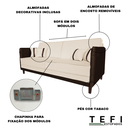 Ver imagem 6 de Sofá 3 Lugares Modular Filipi 2,12m Sala Recepção Clínica:suede Bege/corino Marrom