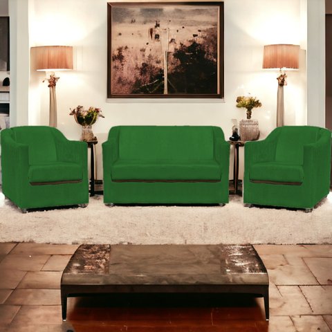 Kit Namoradeira + 4 Poltronas Decorativas para Sala Mila Suede Cores Pé de Plastico Cromado