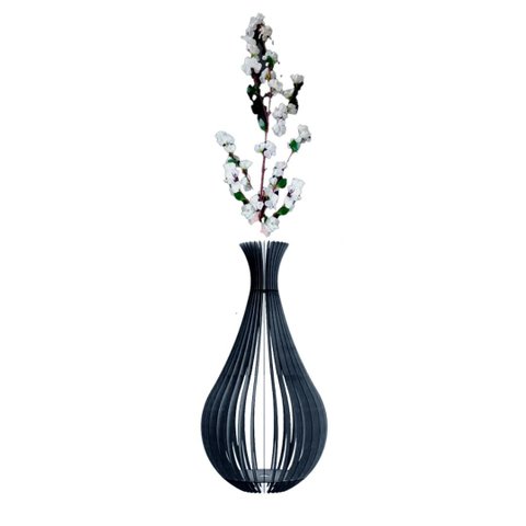 Vaso de Chão Decorativo Grande Gotas de Orvalho Mdf:preto/60x30cm