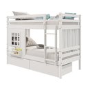 Ver imagem 4 de Beliche Infantil com Janela Gavetas e Cortina Madeira Maciça Branco Housin