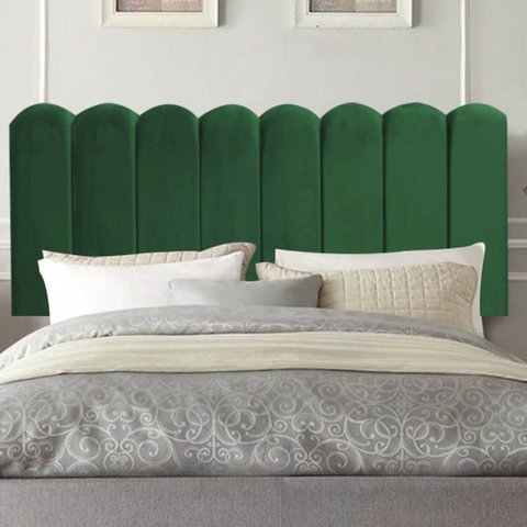 Painel Estofado Luxo Nuvem Alanis 100cm Solteiro para Cama Box Suede Verde Musgo - Gat Magazine