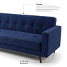 Sofá 3 Lugares Suede 175cm Escritório e Recepção Vitrola Azul - 6