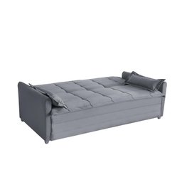 Sofá Cama 3 Lugares 2,00m Suede Vienna Cinza - 5