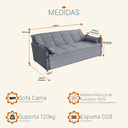 Ver imagem 7 de Sofá Cama 2,00m 3 Lugares Suede Vienna Cinza