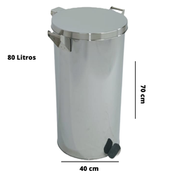 Lixeira Pedal e Alça 80l em Aço Inox 40x70 - 4