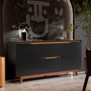 Ver imagem 2 de Balcão Buffet Flow 2 Portas 2 Gavetas Pés Madeira Maciça 163cm Ej Móveis