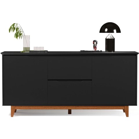 Balcão Buffet Flow 2 Portas 2 Gavetas Pés Madeira Maciça 163cm Ej Móveis