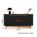 Ver imagem 3 de Balcão Buffet Flow 2 Portas 2 Gavetas Pés Madeira Maciça 163cm Ej Móveis
