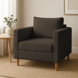 Poltrona Decorativa Helena Linho Marrom Dal Poz Estofados