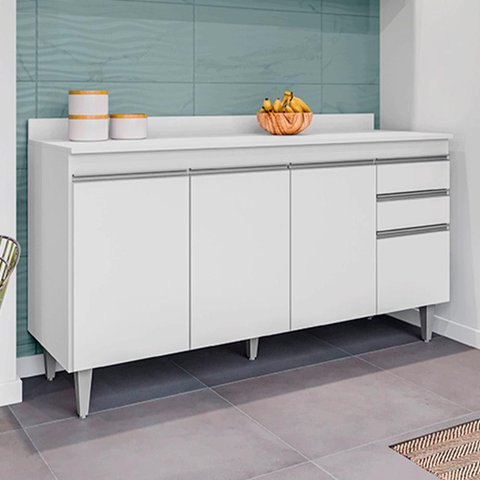 Conjunto Balcão de Cozinha com Tampo Dodoma Mdp/bp Branco G96 - Gran Belo