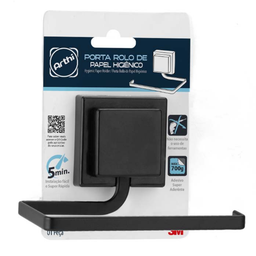 Porta Papel Higienico Autocolante 3m Piatina Preto - 3