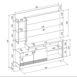 Estante Home para TV até 50 Polegadas 2 Portas 4 Prateleiras Alagoas  - 4