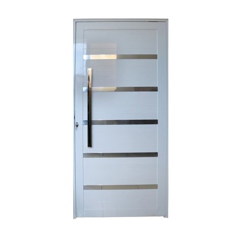 Porta Pivotante de Alumínio Branco Com Friso e Puxador CMC Classic - Lado Direito - 2.10(A)X0.90(L)