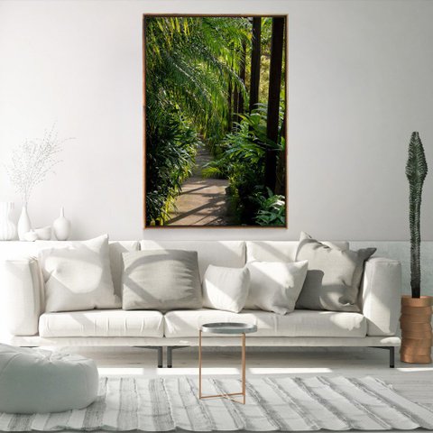 Quadro Decorativo Vertical Folhas Com Moldura e Sem Vidro 60X90