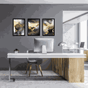 Ver imagem 2 de Tríptico - Quadros Decorativos Abstrato Ouro Grande:Preto