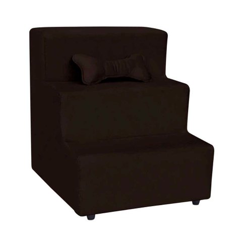 Escada Pet Almofadada 3 Degraus para Cães e Gatos: Veludo Marrom