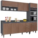 Ver imagem 2 de Armário de Cozinha com Tampo Cp02 240cm Pérola Grafite/freijó Z34 - Mpozenato