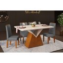 Ver imagem 1 de Conjunto: Mesa de Cozinha Argo C/ Tampo Madeirado C/ Vidro Curvo 136x90cm e 4 Cadeiras Zoe Freijo/