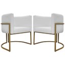 Ver imagem 4 de Kit 2 Poltronas Decorativas Recepção Luna Tecido Sintético Cores Base de Ferro Dourada