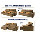 Ver imagem 4 de Sofá Retrátil Reclinável Supremo 2,70m Suede Velut Bege Molas no Assento - King House
