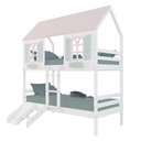 Ver imagem 2 de Beliche Casinha Bela Kit Escada/escorregador - Madeira Maciça Branco/rosa/verde Housin