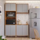 Ver imagem 2 de Armário de Cozinha Aurea com Torre Quente 150 Cm 8 Portas Cinamomo/platina
