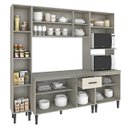 Ver imagem 2 de Cozinha Modulada Max 220 X 195 Cm Balcão Tampo Armário Nicho Forno Mdp Cinza Champanhe - Clicklar