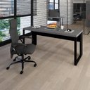 Ver imagem 6 de Escrivaninha Office sem Gavetas MDP 150cm Cinza Sagrado com Preto