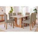 Ver imagem 1 de Conjunto: Mesa Sala Jantar Valentina Curvo 210cm + 8 Cadeiras Clarice Cinamomo/off White - Carvalho/