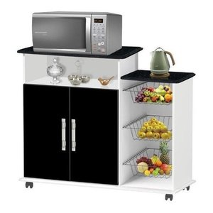 Fruteira Balcao 02 Portas Lond Cor Branca Com Preto Promoção PASSE BEM