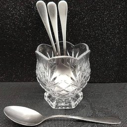 Kit 10 Porta Talheres de Cristal Mesa Posta para Colher de Cafe e Chá 8,5cm Dublin - 2