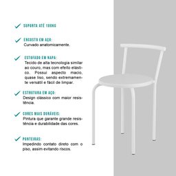 Conjunto Sala de Jantar Palermo Branco Mesa e 2 Banquetas Carraro - 4 Conjunto Sala de Jantar Palermo Branco Mesa e 2 Banquetas Carraro - 4