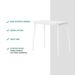 Conjunto Sala de Jantar Palermo Branco Mesa e 2 Banquetas Carraro - 5 Conjunto Sala de Jantar Palermo Branco Mesa e 2 Banquetas Carraro - 5