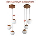 Ver imagem 6 de Pendente Cobre Triplo para Sala de Jantar Escada Corredor Lateral Globo Vidro Leitoso Bivolt