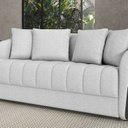 Ver imagem 1 de Sofá Living 186cm Linho 3 Lugares com 4 Almofadas Abba Cinza/Preto