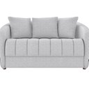 Ver imagem 2 de Sofá Living 186cm Linho 3 Lugares com 4 Almofadas Abba Cinza/Preto