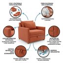 Ver imagem 3 de Poltrona Retrátil Cama Solteiro 2 em 1 Zia Confortável e Funcional Bouclê Terracota - Abmaza