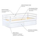 Ver imagem 4 de Cama Solteiro Dreams com 02 Gavetas e Grade de Proteção Madeira Maciça Branco Megamobilia
