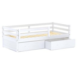 Cama Solteiro Dreams com 02 Gavetas e Grade de Proteção Madeira Maciça Branco Megamobilia - 2
