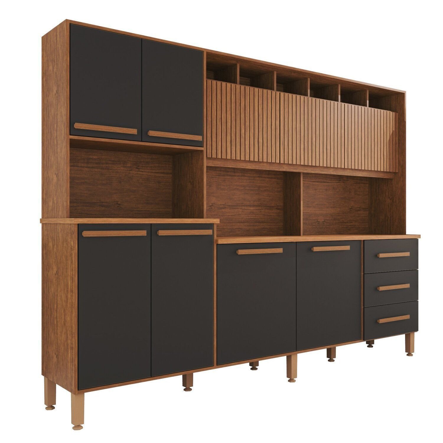 Armário de Cozinha 9 Portas 3 Gavetas 100% Mdf Isabella