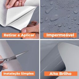 Papel Parede Adesivo Lavavel Laca Alto Brilho Azul Profundo - 9