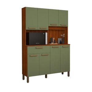 Armário Cozinha Jade 8 Portas Mdf Alta Qualidade Compacta:verde